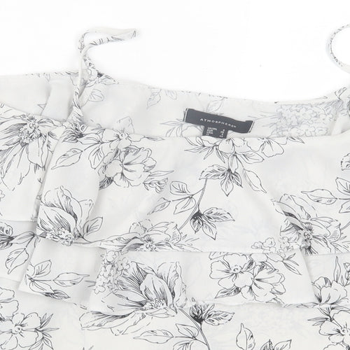 Atmosphere Womens Grey Floral Polyester Basic Tank Size 8 Scoop Neck