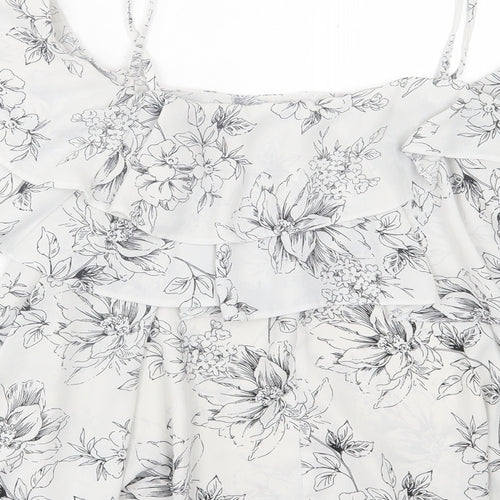 Atmosphere Womens Grey Floral Polyester Basic Tank Size 8 Scoop Neck