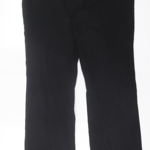 Marks and Spencer Womens Black  Cotton Trousers  Size 14 L30 in Regular Button