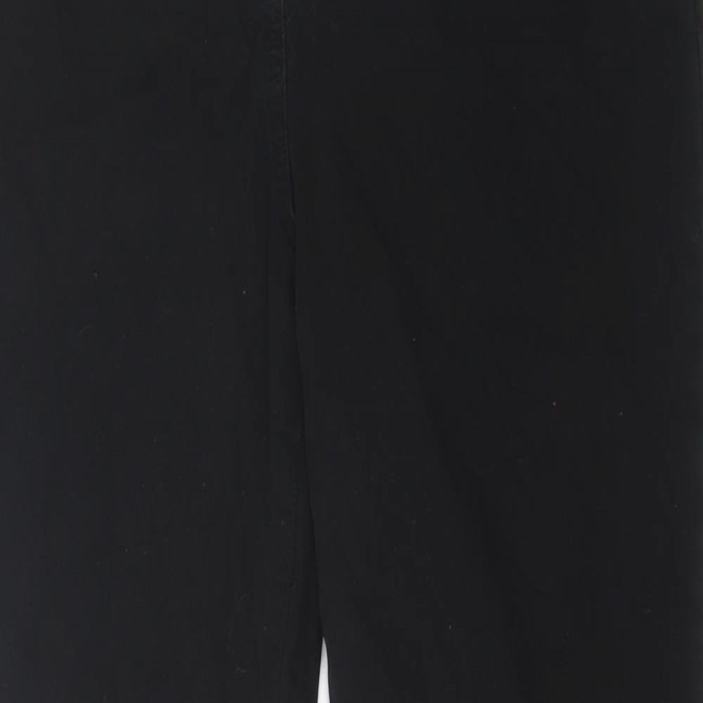 Marks and Spencer Womens Black  Cotton Trousers  Size 14 L30 in Regular Button