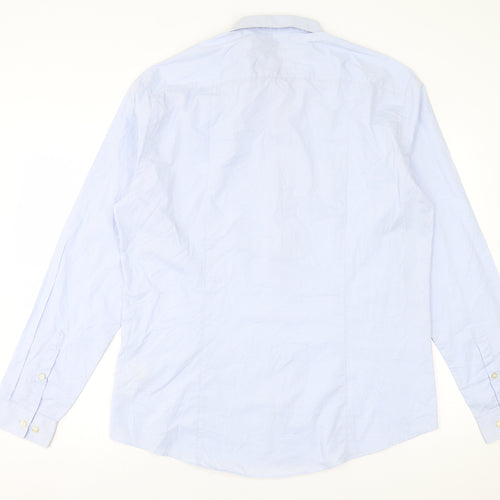 H&M Mens Blue  Cotton  Button-Up Size XL Collared Button