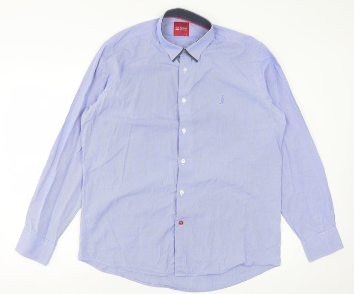 6th Sense Mens Blue Plaid Cotton  Button-Up Size XL Collared Button