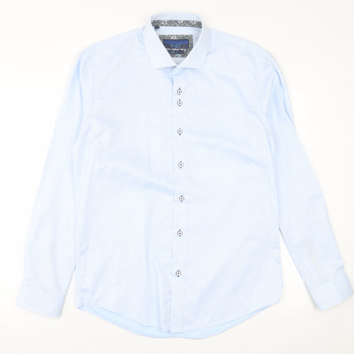 Benetti Mens Blue  Cotton  Dress Shirt Size 16.5 Collared Button