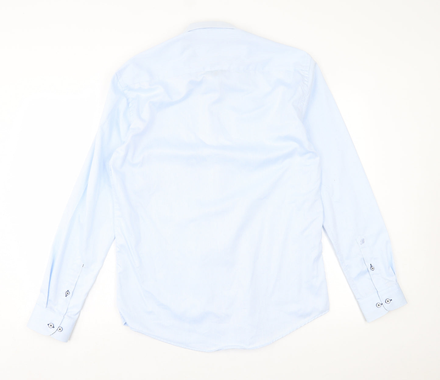 Benetti Mens Blue  Cotton  Dress Shirt Size 16.5 Collared Button