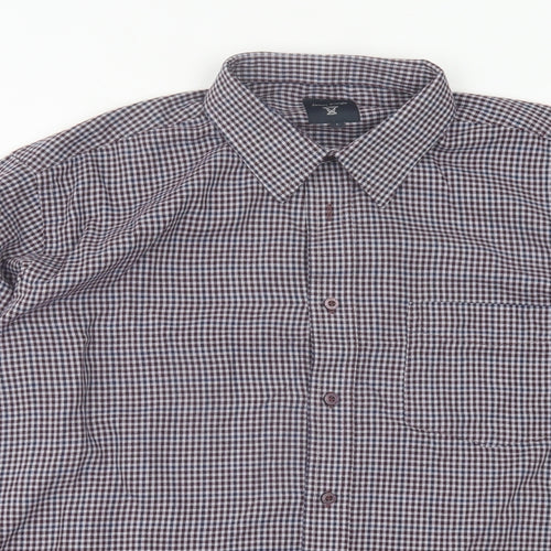 James Pringle Mens Purple Plaid Cotton  Button-Up Size L Collared Button