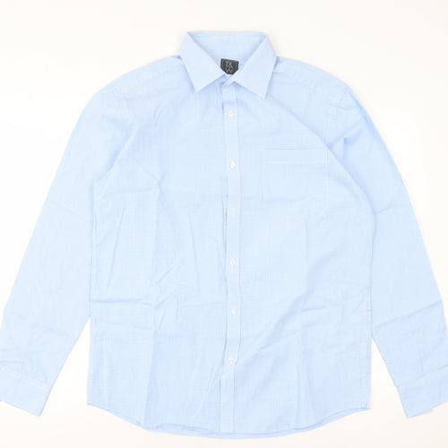 Taylor & Wright Mens Blue Plaid Cotton  Button-Up Size 15.5 Collared Button