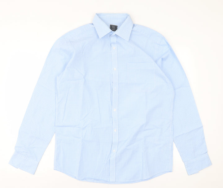 Taylor & Wright Mens Blue Plaid Cotton  Button-Up Size 15.5 Collared Button