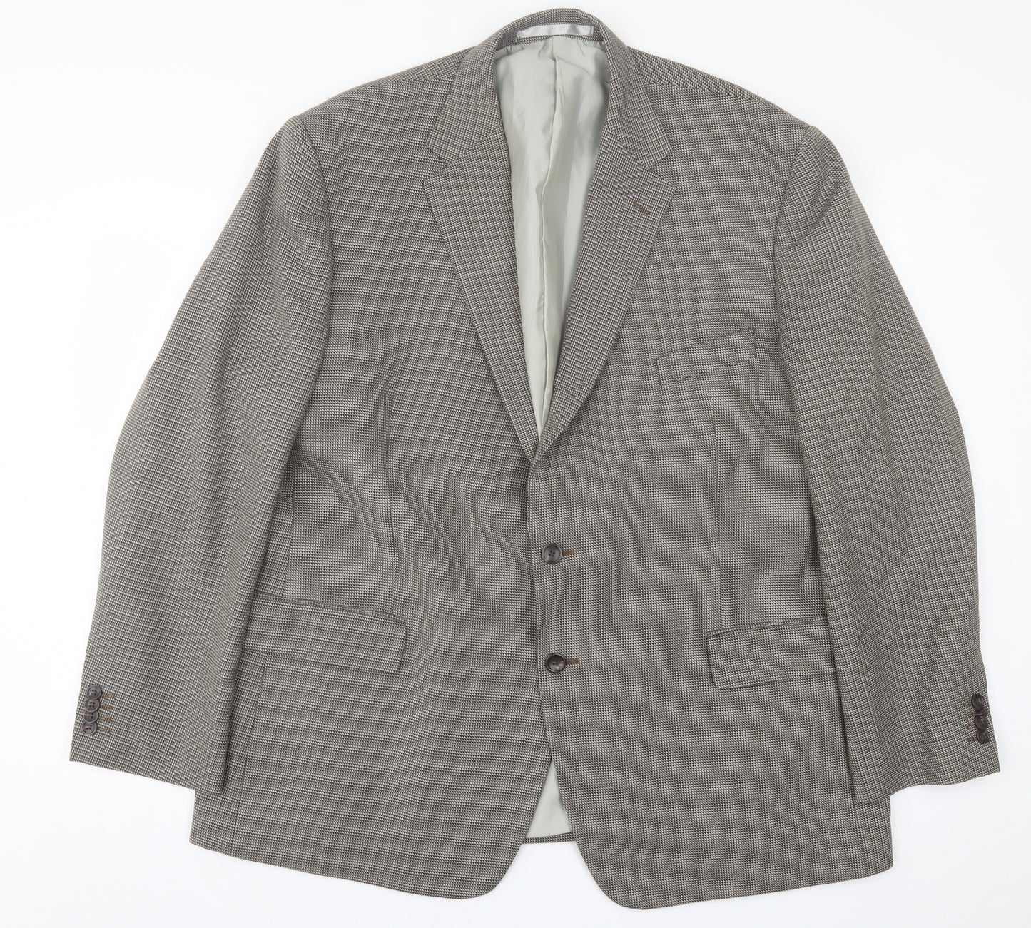 Marks and Spencer Mens Brown Herringbone Wool Jacket Suit Jacket Size 48