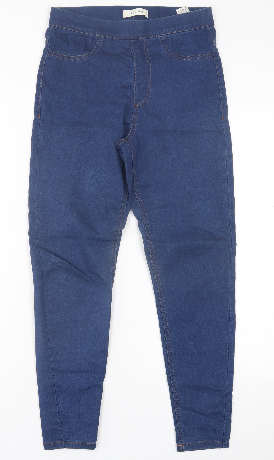 Marks and Spencer Womens Blue  Cotton Jegging Trousers Size 8 L27 in Regular