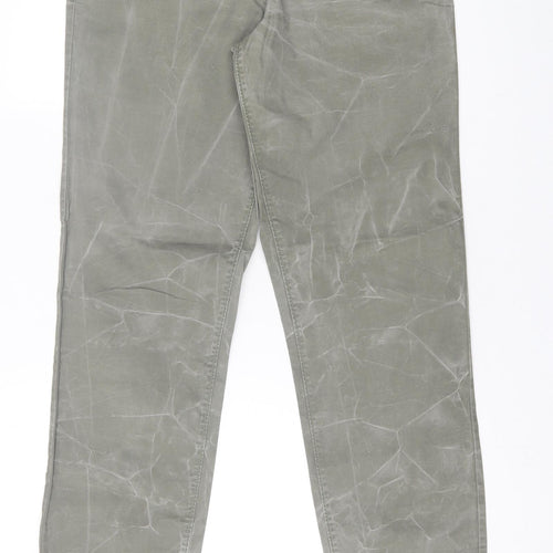 NEXT Womens Green Geometric Cotton Straight Jeans Size 12 L33 in Regular Button