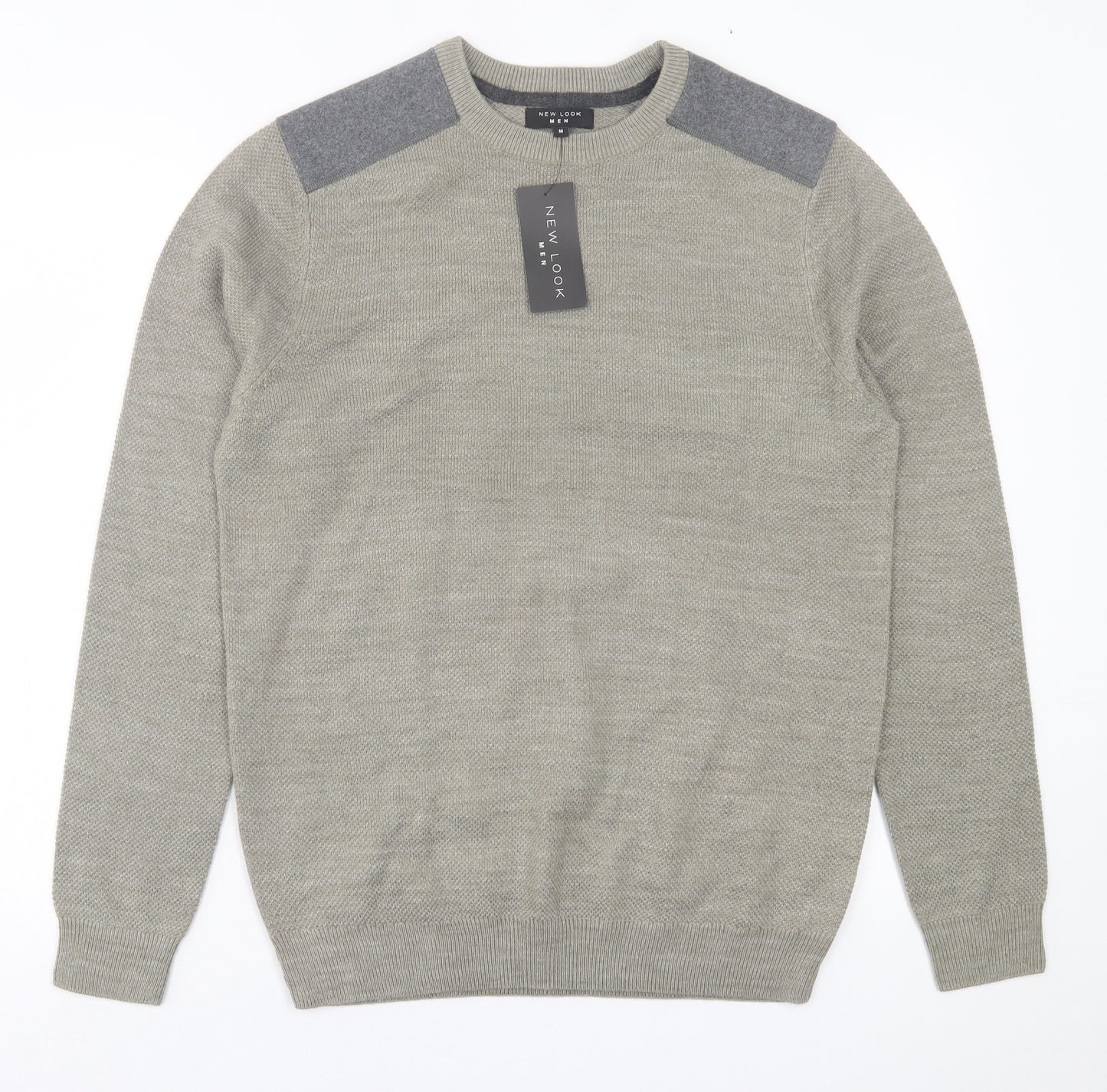 New Look Mens Green Crew Neck  Acrylic Pullover Jumper Size M