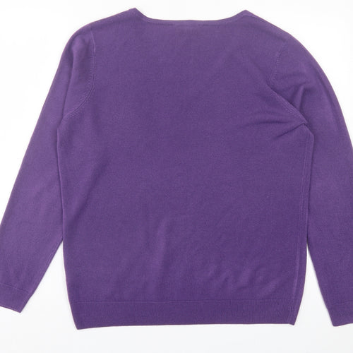 bonmarch Womens Purple V-Neck  Acrylic Pullover Jumper Size 16