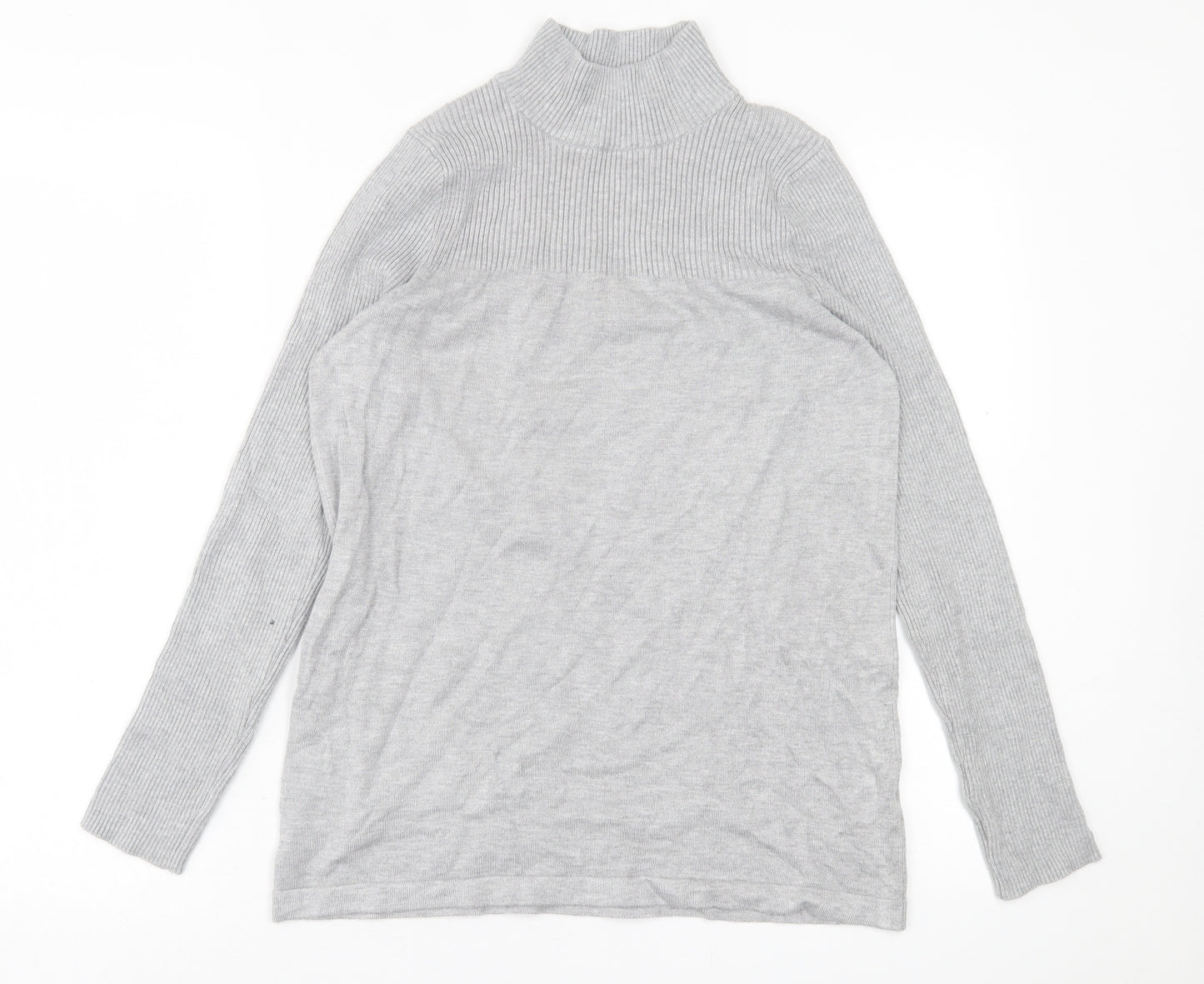 Nutmeg Womens Grey High Neck  Viscose Pullover Jumper Size 10