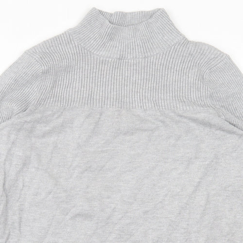 Nutmeg Womens Grey High Neck  Viscose Pullover Jumper Size 10
