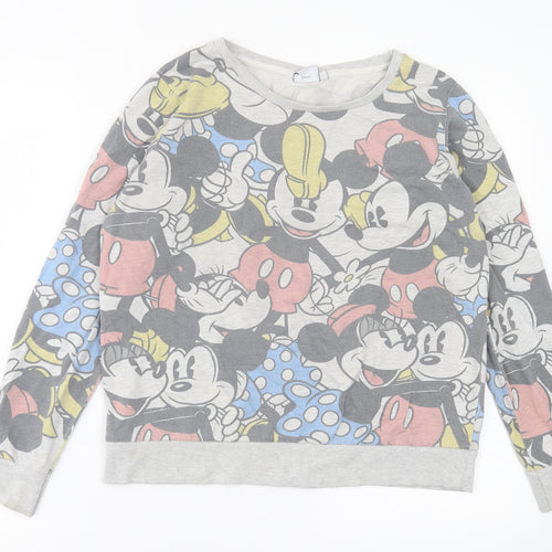 Disney Womens Multicoloured Geometric Polyester Pullover Sweatshirt Size 14  Pullover - Mickey Mouse & Friends