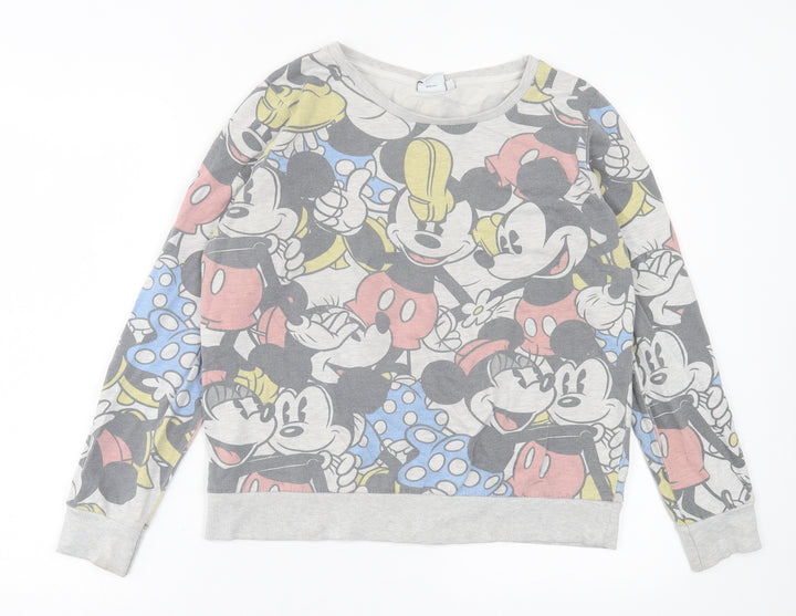 Disney Womens Multicoloured Geometric Polyester Pullover Sweatshirt Size 14 Pullover - Mickey Mouse & Friends