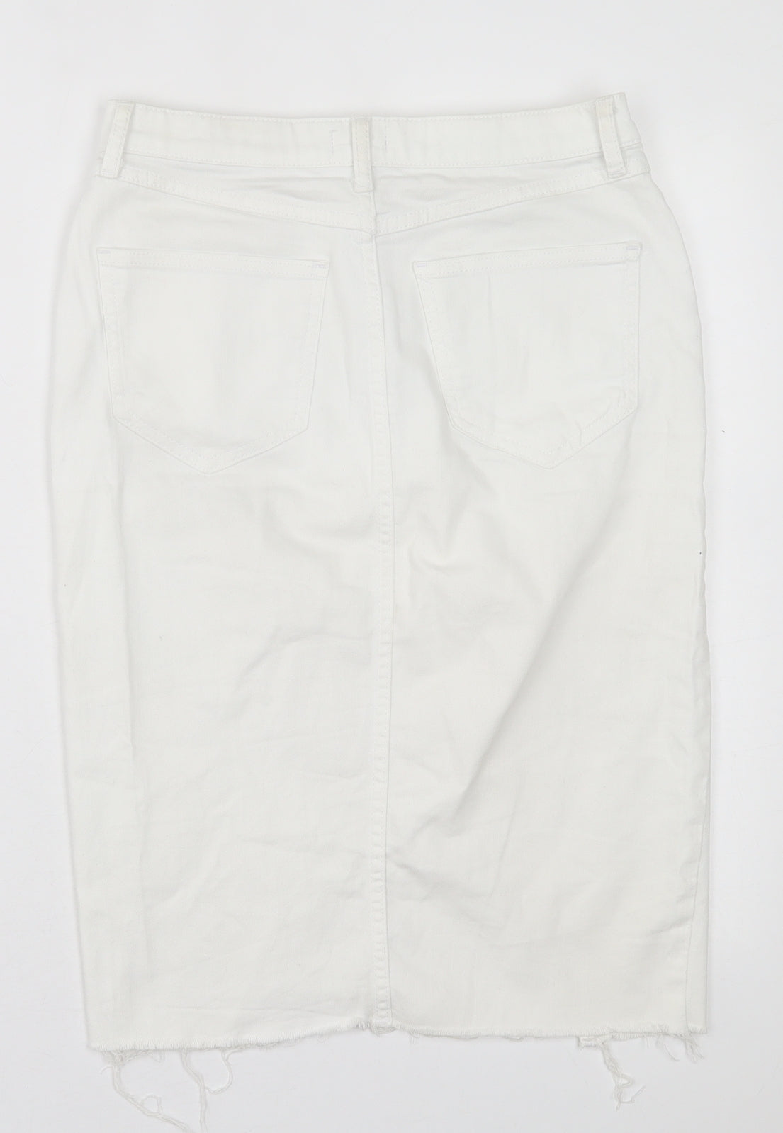 River Island Womens White  Cotton A-Line Skirt Size 10   Button