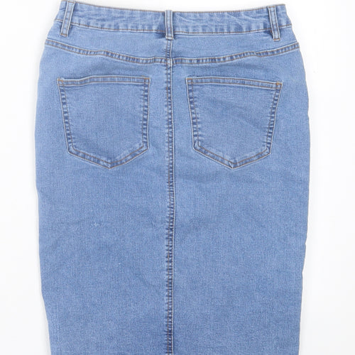 Noisy may Womens Blue  Cotton A-Line Skirt Size M   Button