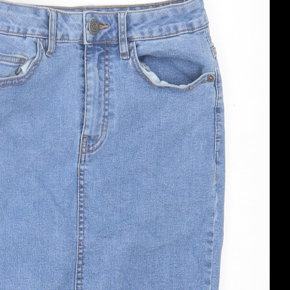 Noisy may Womens Blue  Cotton A-Line Skirt Size M   Button