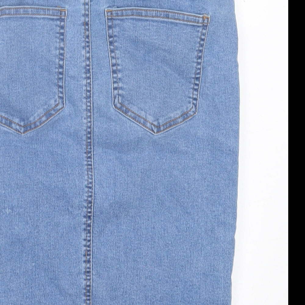 Noisy may Womens Blue  Cotton A-Line Skirt Size M   Button