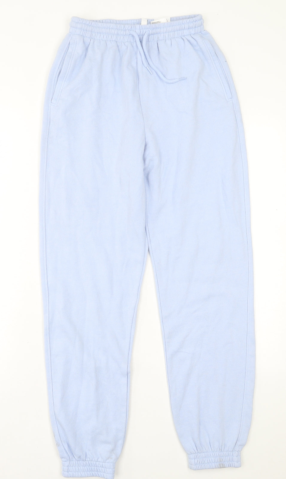 H&M Womens Blue  Cotton Jogger Trousers Size XS L29 in Regular Tie