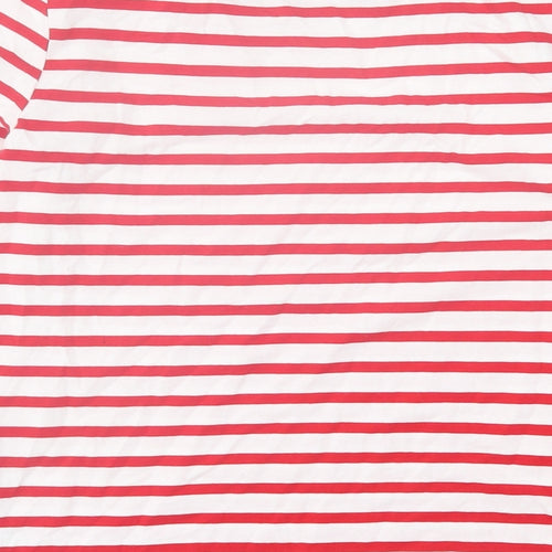 New Look Womens Red Striped Cotton Basic T-Shirt Size 12 Crew Neck
