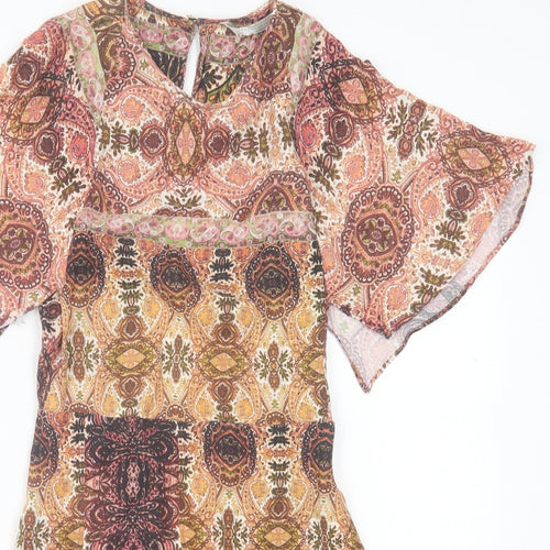 Zara Womens Multicoloured Geometric Viscose Playsuit One-Piece Size S  Button