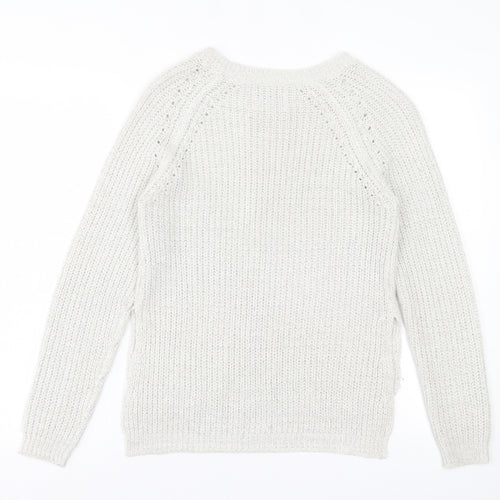 Papaya Womens Grey Crew Neck  Acrylic Pullover Jumper Size S