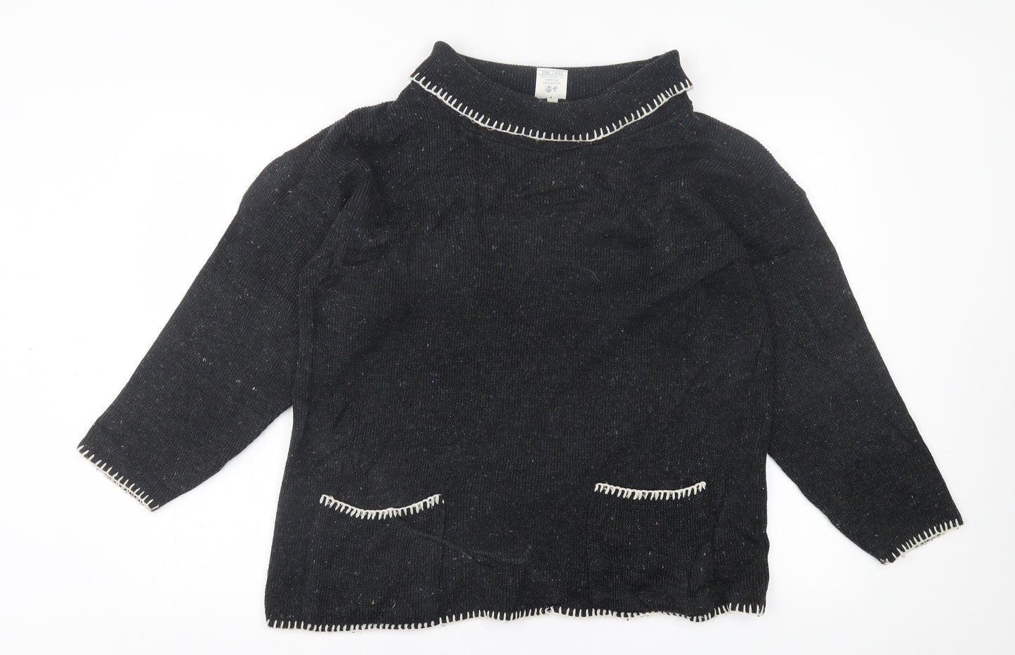AMANI Womens Black Roll Neck  Acrylic Pullover Jumper Size 10