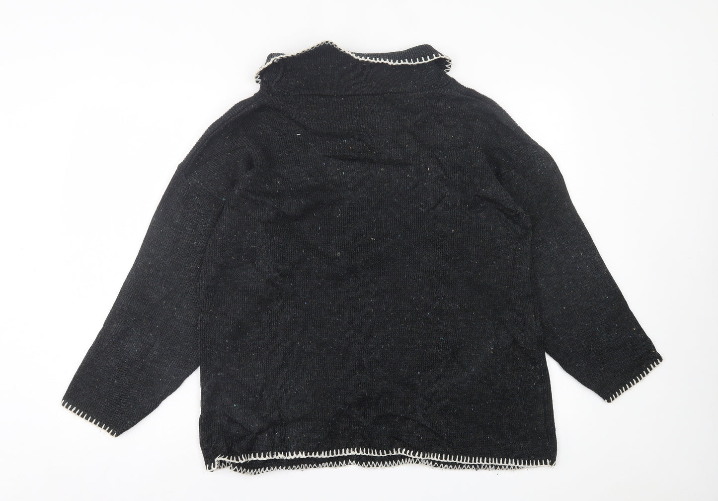 AMANI Womens Black Roll Neck  Acrylic Pullover Jumper Size 10