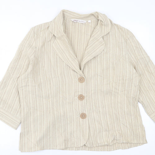 EWM Womens Beige Striped  Jacket Blazer Size 18  Button