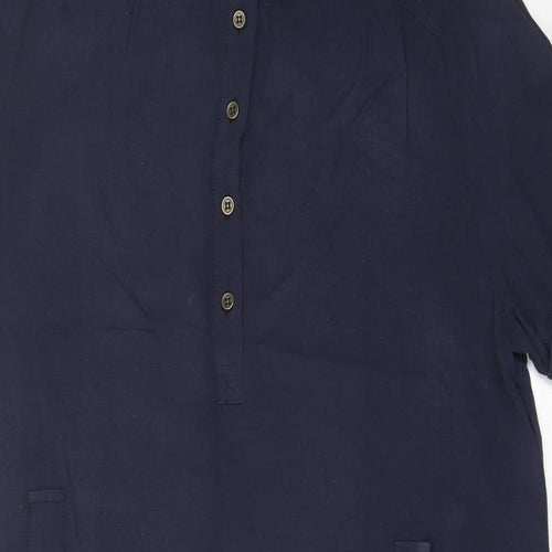 New Look Womens Blue  Viscose A-Line  Size 14  Collared Button