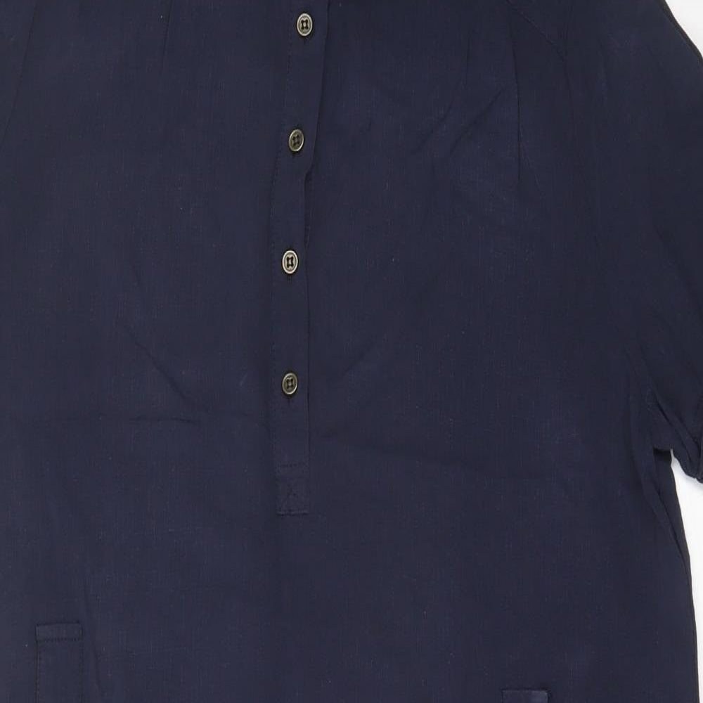 New Look Womens Blue  Viscose A-Line  Size 14  Collared Button