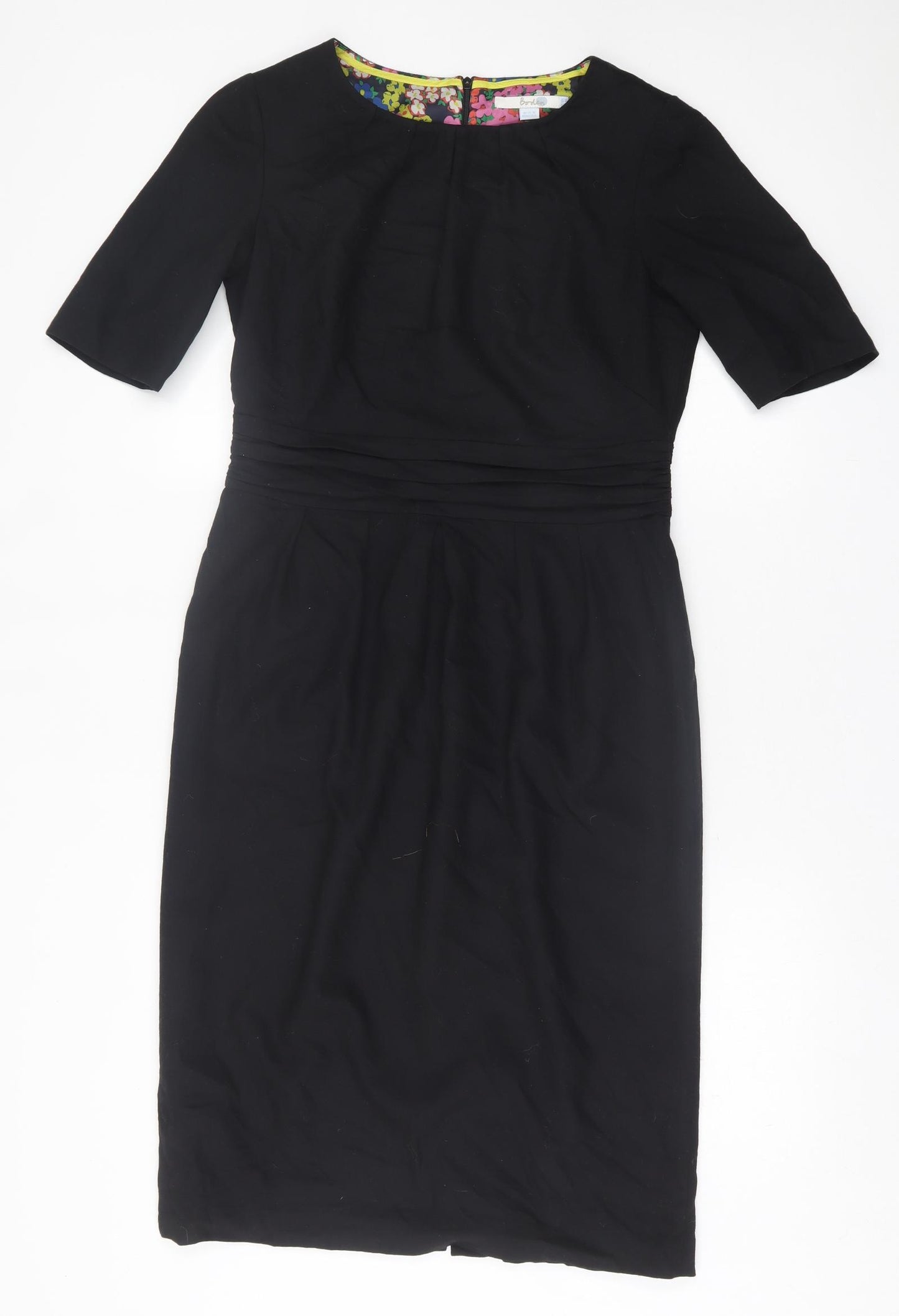 Boden Womens Black  Wool A-Line  Size 12  Crew Neck Zip