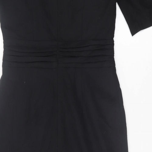 Boden Womens Black  Wool A-Line  Size 12  Crew Neck Zip