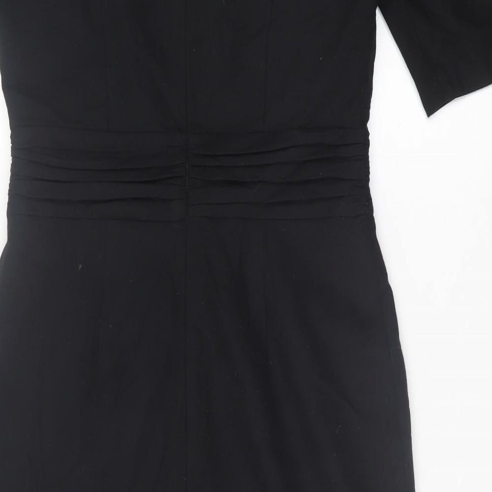 Boden Womens Black  Wool A-Line  Size 12  Crew Neck Zip