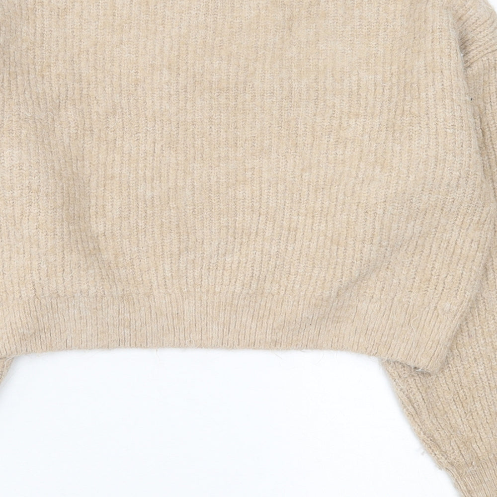 Topshop Womens Beige High Neck  Acrylic Pullover Jumper Size M