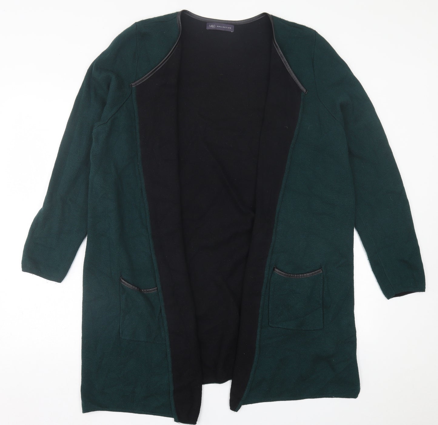 Marks and Spencer Womens Green V-Neck  Polyamide Cardigan Jumper Size XL