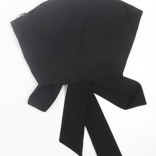 Vera & Lucy Womens Black  Polyester Cropped Tank Size M Off the Shoulder - Bandeau tie top