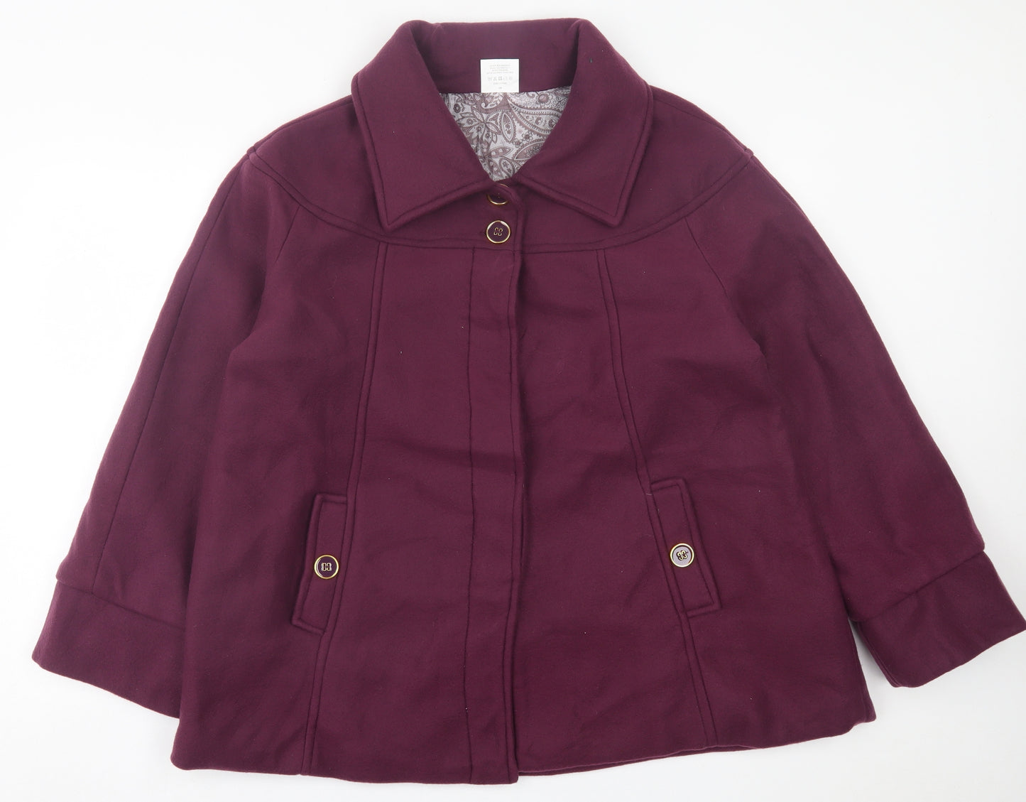 Anne De Lancay Womens Pink   Overcoat Coat Size 18  Button