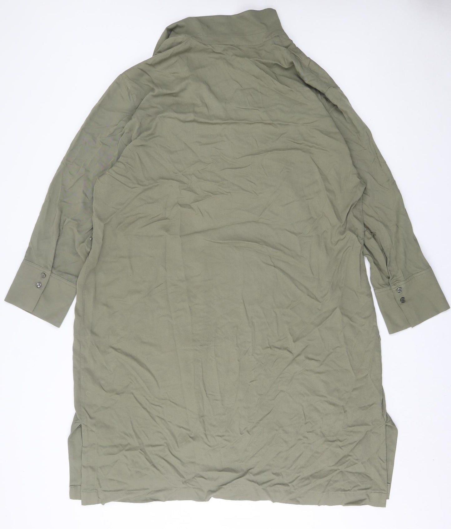 H&M Womens Green  Viscose A-Line  Size XL  Collared Pullover