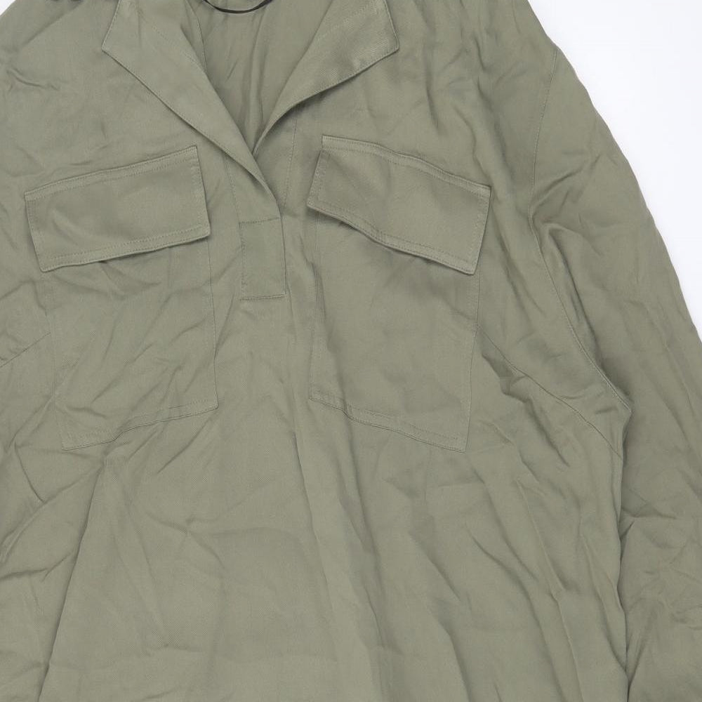 H&M Womens Green  Viscose A-Line  Size XL  Collared Pullover