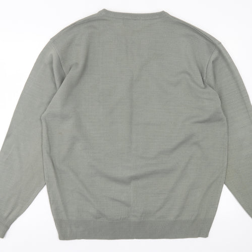 Lyle & Scott Mens Green V-Neck  Acrylic Pullover Jumper Size XL