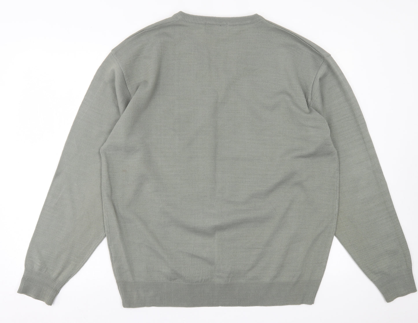 Lyle & Scott Mens Green V-Neck  Acrylic Pullover Jumper Size XL