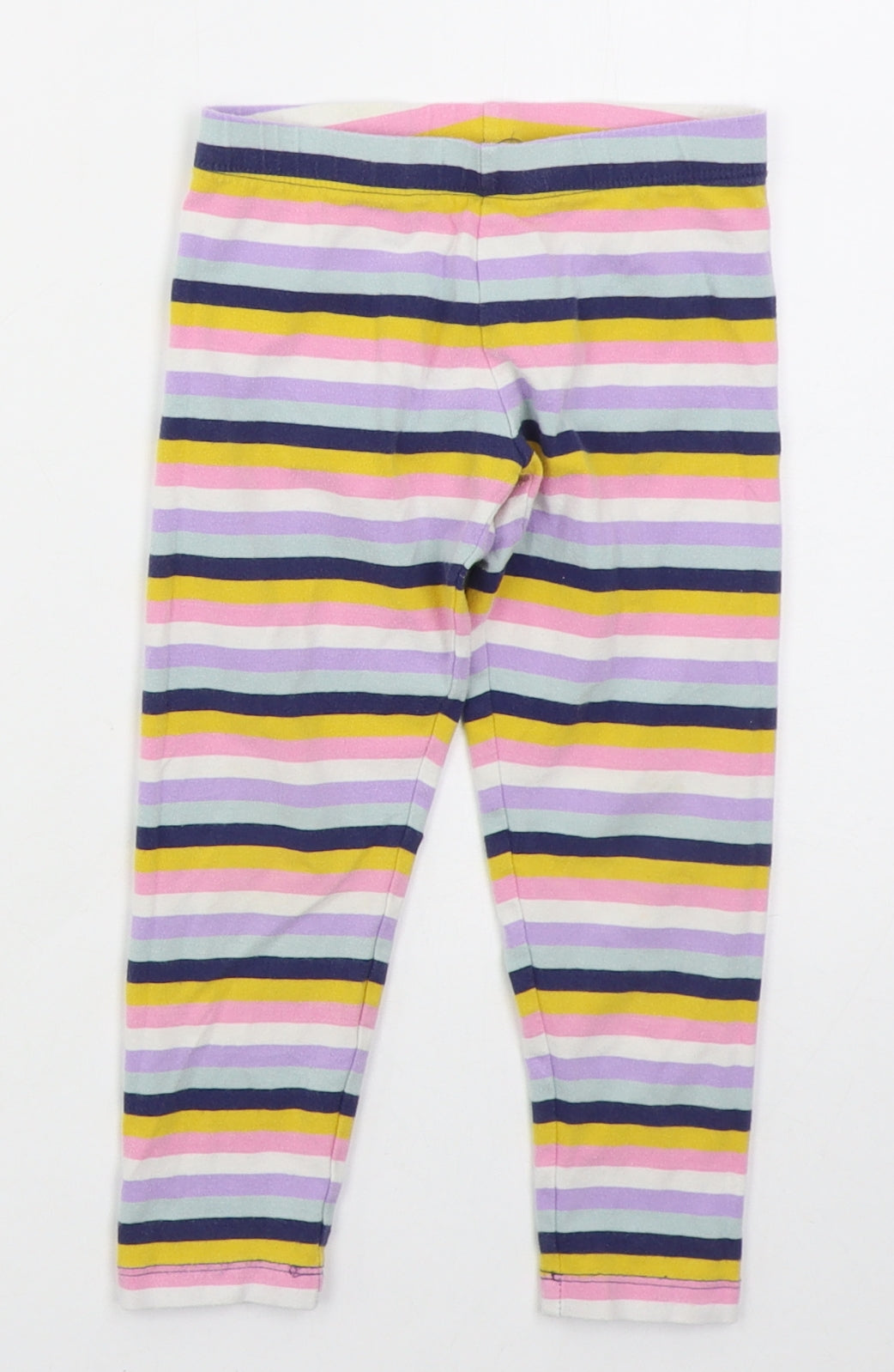 Marks and Spencer Girls Purple Striped Cotton Carrot Trousers Size 3-4 Years  Regular