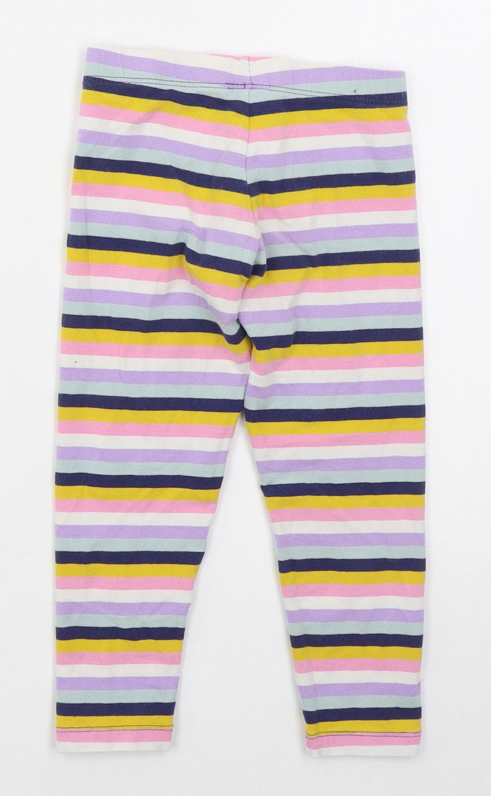 Marks and Spencer Girls Purple Striped Cotton Carrot Trousers Size 3-4 Years  Regular