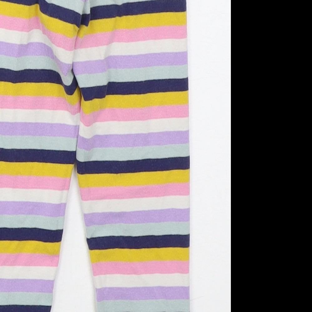 Marks and Spencer Girls Purple Striped Cotton Carrot Trousers Size 3-4 Years  Regular