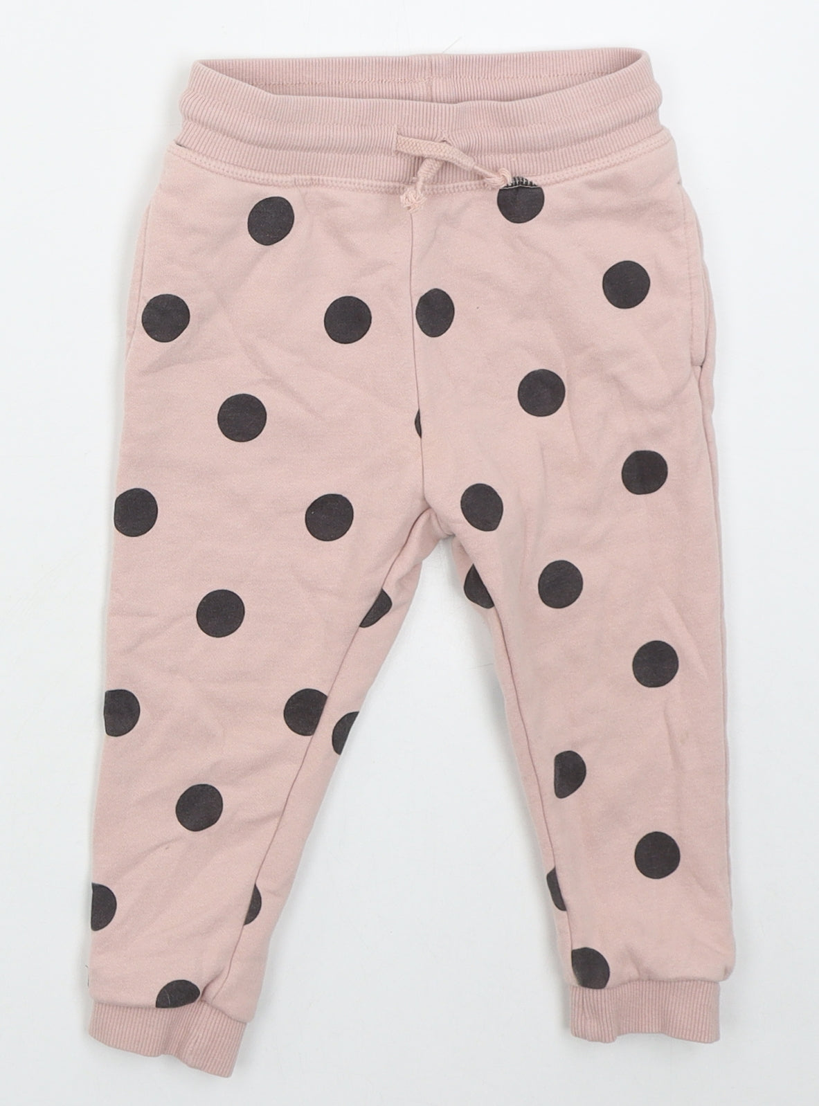 George Girls Pink Polka Dot Cotton Sweatpants Trousers Size 2-3 Years  Regular Drawstring
