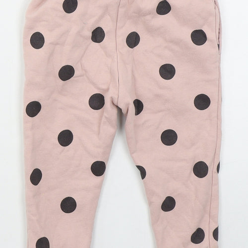 George Girls Pink Polka Dot Cotton Sweatpants Trousers Size 2-3 Years  Regular Drawstring