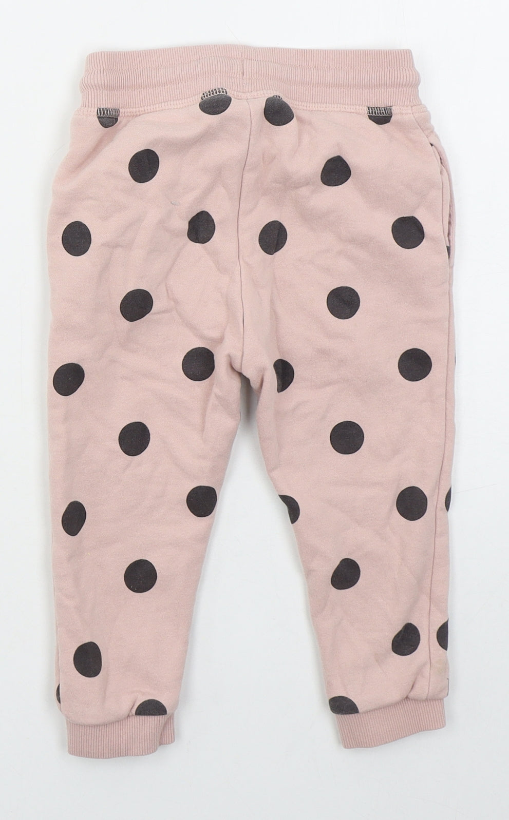 George Girls Pink Polka Dot Cotton Sweatpants Trousers Size 2-3 Years  Regular Drawstring